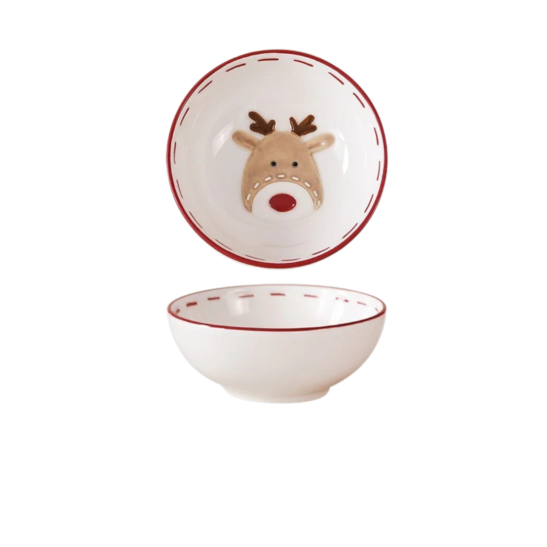 Tigela de Cerâmica Nórdica de Papai Noel com Tema Natalino