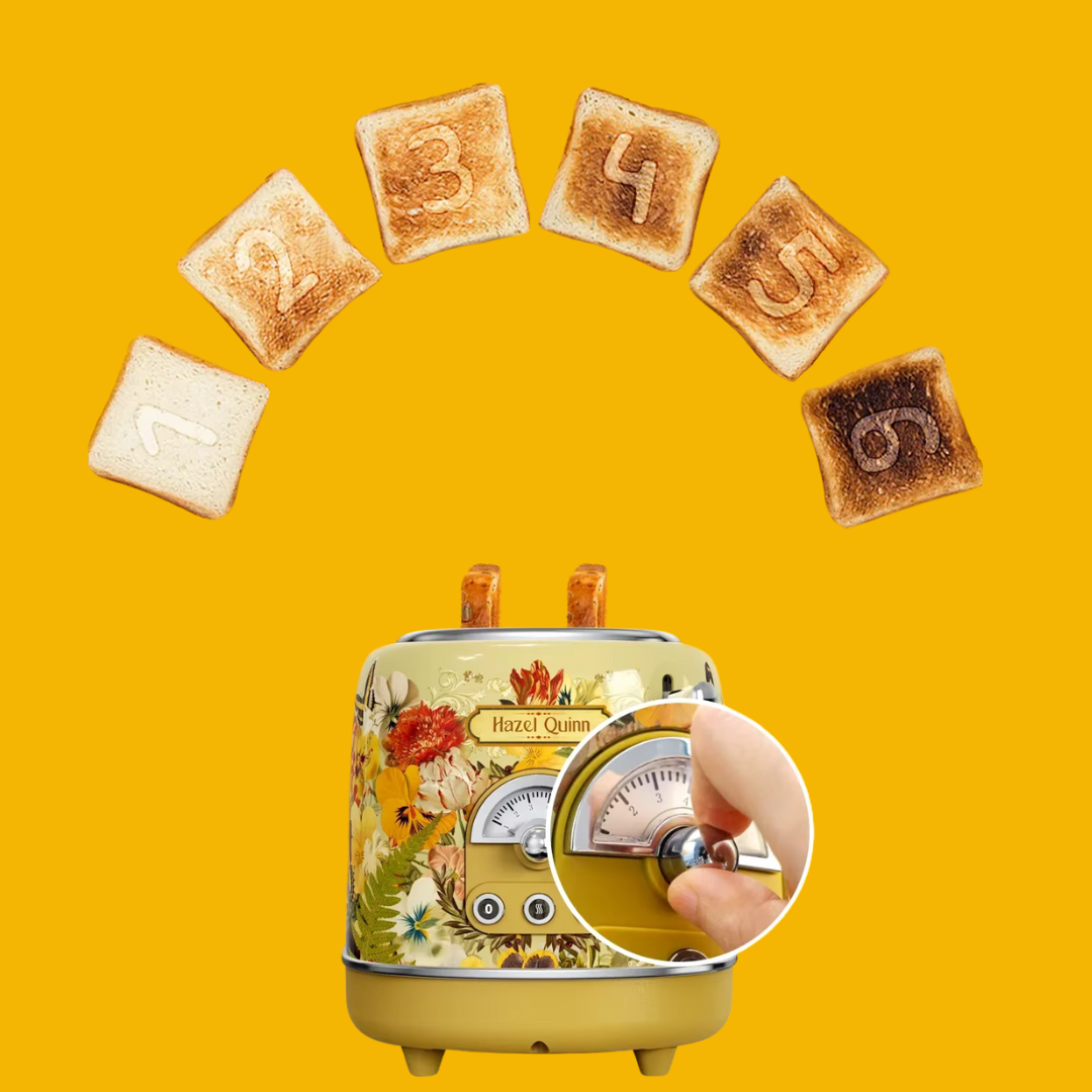 Torradeira Vintage Retrô Desenhada a Mão para 2 Fatias com Função Automática