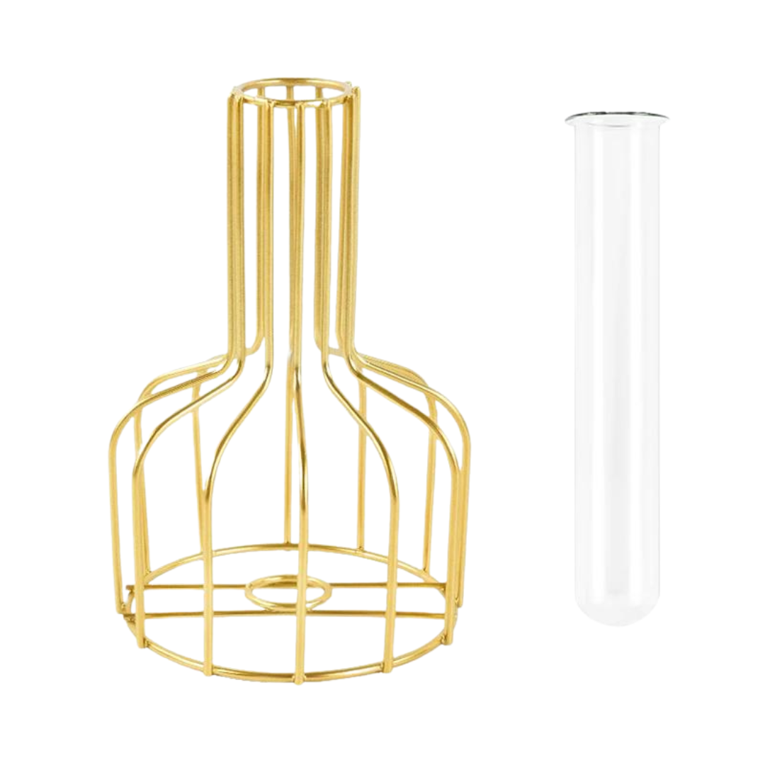 Vaso Decorativo em Ferro Forjado com Recipiente Hidropônico Moderno e Minimalista