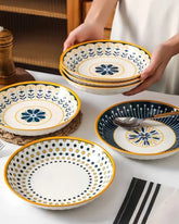 4 Pratos de Cerâmica em Relevo Design Japonês para Mesa Posta