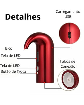 Aerador Elétrico de Vinho com Dispensador USB Automático