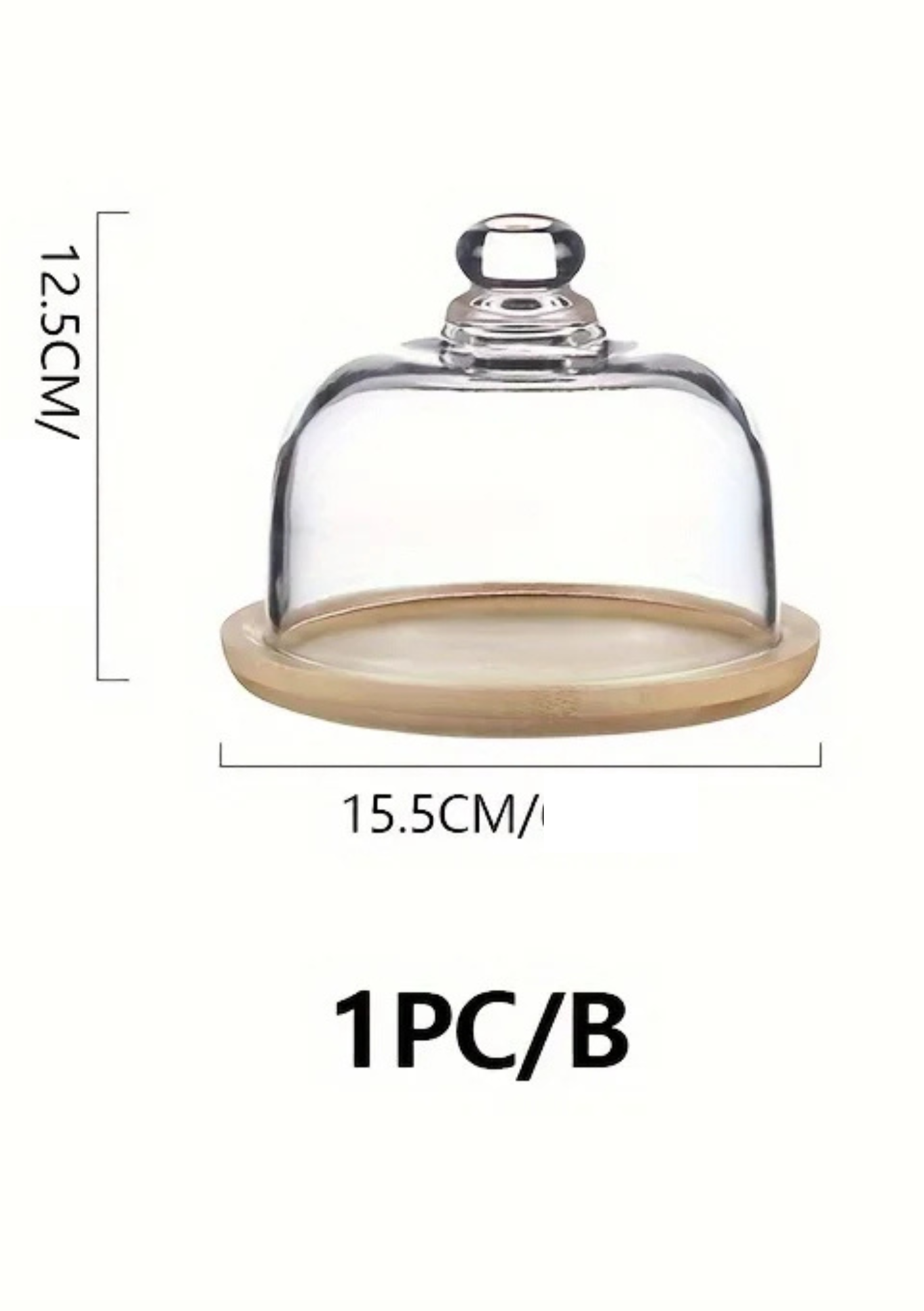 Bandeja de Bolo em Bambu com Tampa de Vidro Decorativa para Sobremesas e Frutas