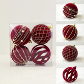 Bolas de Natal Pintadas e de Pelúcia Vermelhas para Árvore de Natal