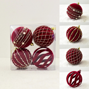 Bolas de Natal Pintadas e de Pelúcia Vermelhas para Árvore de Natal