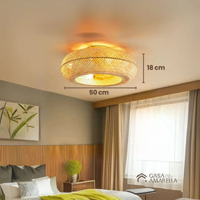 Luminária com Ventilador de teto moderno em Bambu - ZenithBreeze - Bambu Breeze Edition