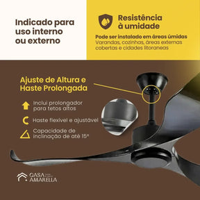 Ventilador de teto moderno Estilo Industrial com controle remoto - ZenithBreeze UrbanWind Elite Edition