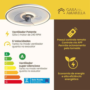 Ventilador de teto portatil com iluminação - Ventiluz Harmony