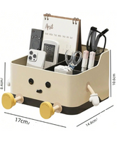 Caixa de Armazenamento de Mesa Multifuncional com Divisórias e Adesivo