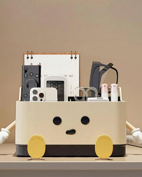 Caixa de Armazenamento de Mesa Multifuncional com Divisórias e Adesivo