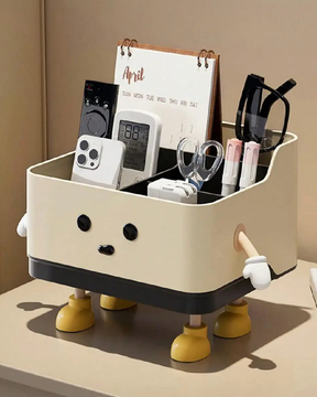 Caixa de Armazenamento de Mesa Multifuncional com Divisórias e Adesivo