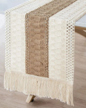 Caminho de Mesa Boho em Algodão Crochê Decoração Rústica e Moderna