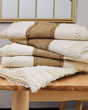 Caminho de Mesa Boho em Algodão Crochê Decoração Rústica e Moderna