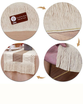 Caminho de Mesa Boho em Algodão Crochê Decoração Rústica e Moderna