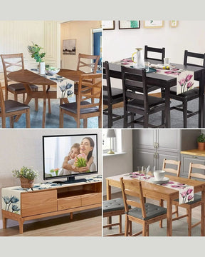 Caminho de Mesa de Linho com Estampa de Tulipa