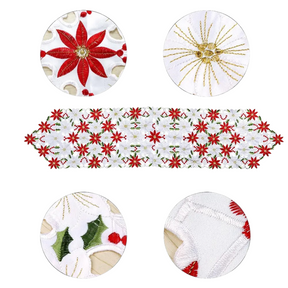 Caminho de Mesa de Natal Bordado Poinsétia