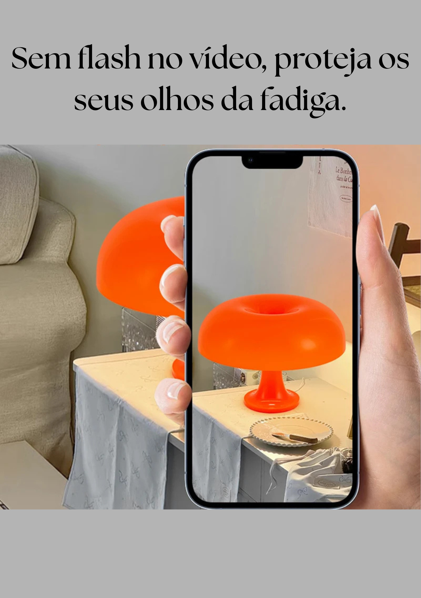 Candeeiro de Mesa Design Cogumelo Lâmpada Decorativa USB com Três Modos de Luz
