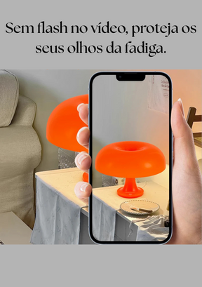 Candeeiro de Mesa Design Cogumelo Lâmpada Decorativa USB com Três Modos de Luz