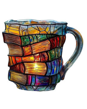 Caneca Livro em Resina 3D Pintada Criativa 300ml para Café e Chá