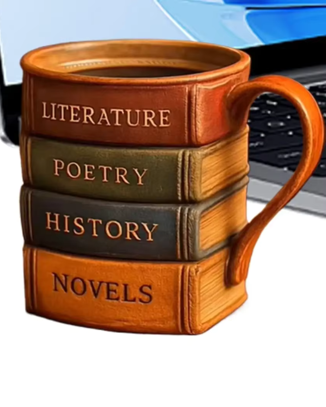 Caneca de Café 3D Design Livro em Resina Criativa Versátil e Resistente