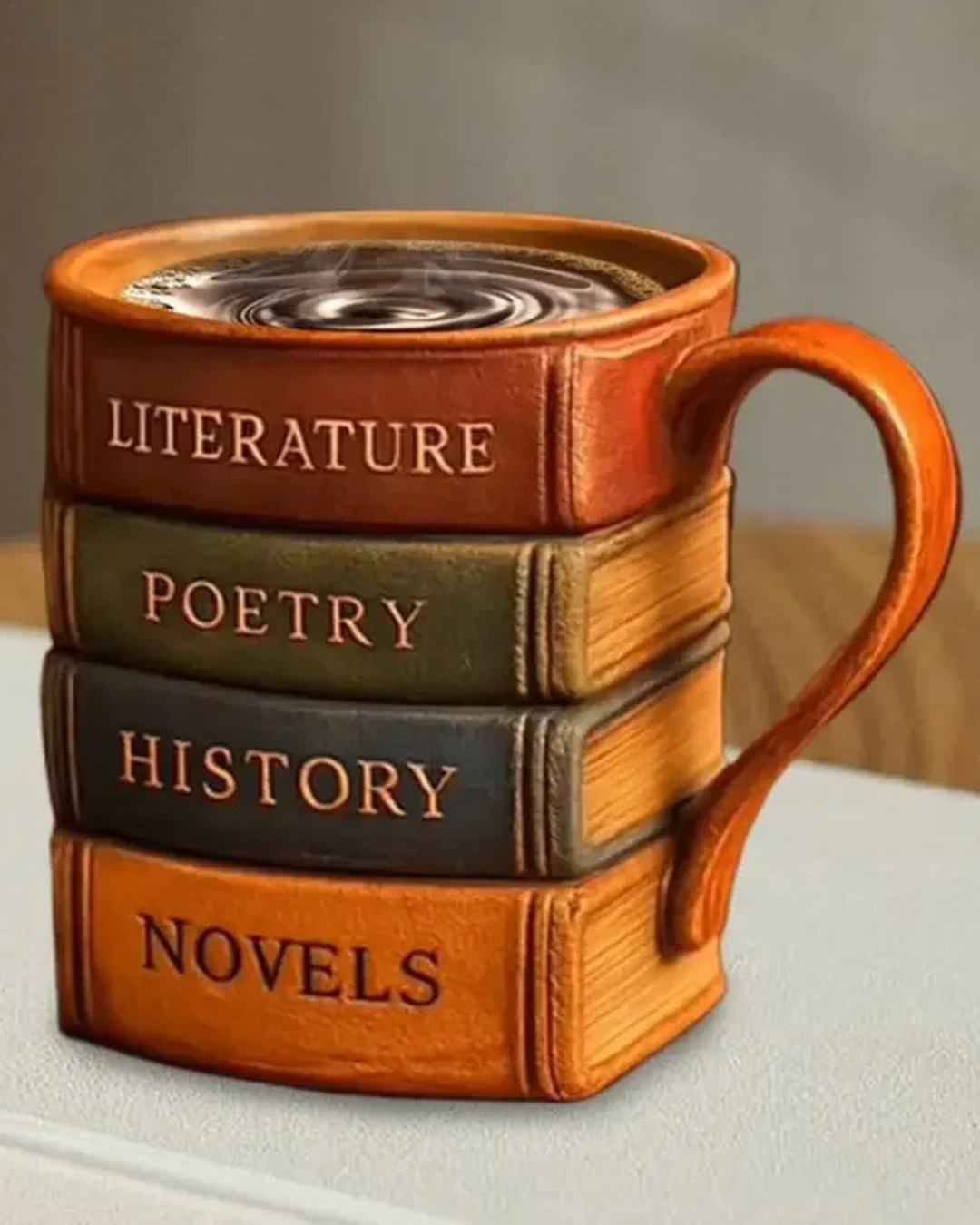 Caneca de Café 3D Design Livro em Resina Criativa Versátil e Resistente