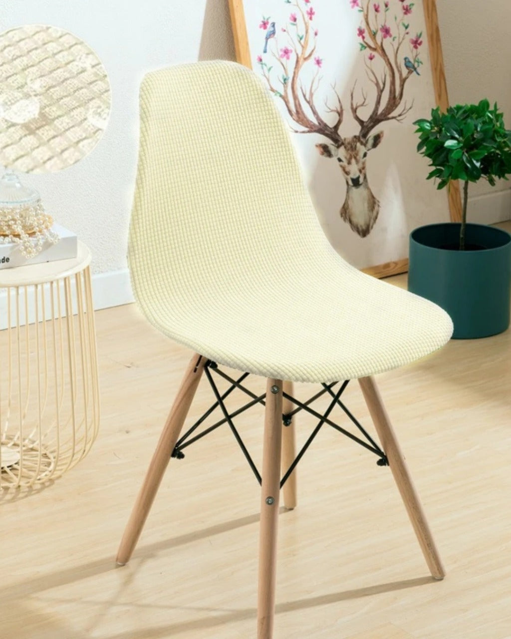 Capa de Cadeira Jacquard à Prova d'Água Curta e Ajustável para Sala de Jantar ou Festa