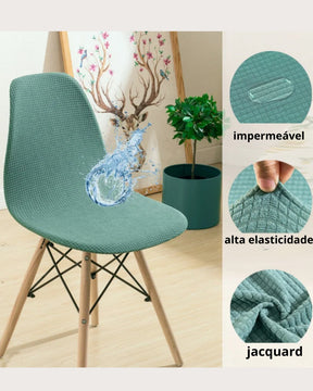 Capa de Cadeira Jacquard à Prova d'Água Curta e Ajustável para Sala de Jantar ou Festa