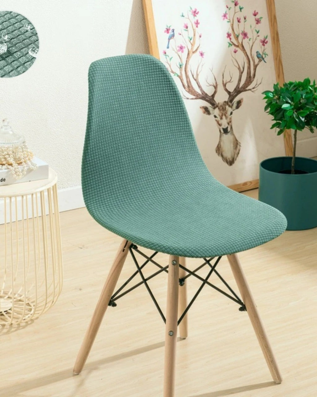 Capa de Cadeira Jacquard à Prova d'Água Curta e Ajustável para Sala de Jantar ou Festa