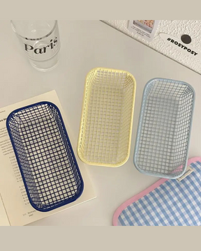 Cesta de Armazenamento de Mesa em Metal Organizador para Escritório e Casa