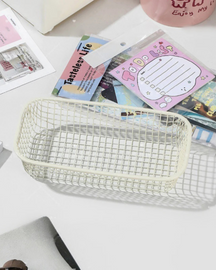 Cesta de Armazenamento de Mesa em Metal Organizador para Escritório e Casa