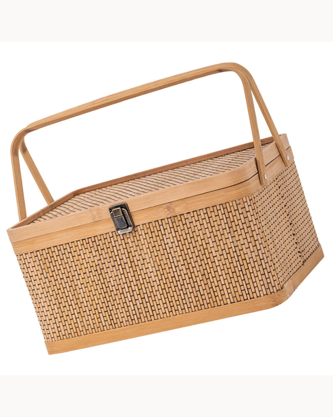 Cesta de Bambu Tecido para Armazenamento Frutas Verduras Ovos e Piqueniques