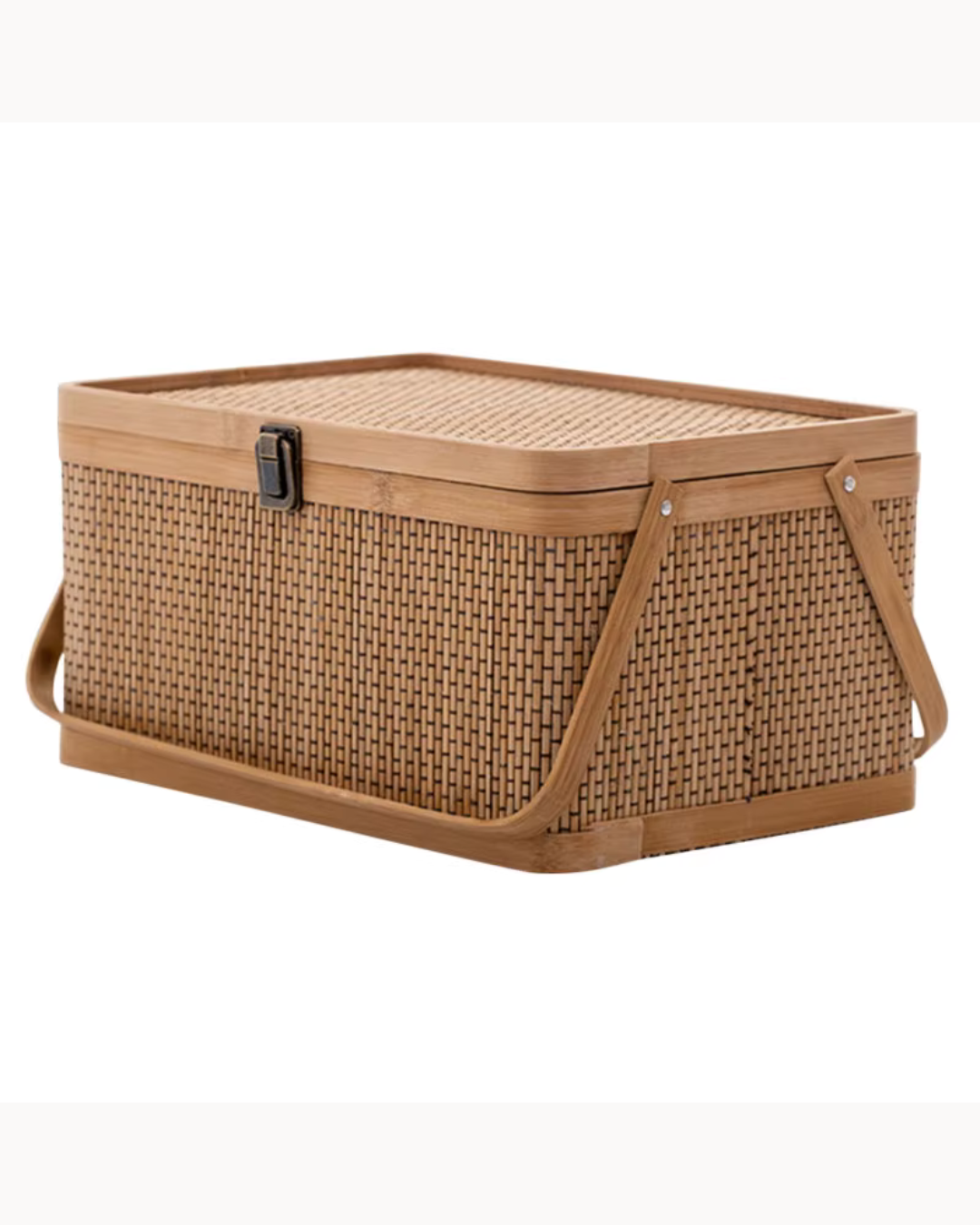 Cesta de Bambu Tecido para Armazenamento Frutas Verduras Ovos e Piqueniques