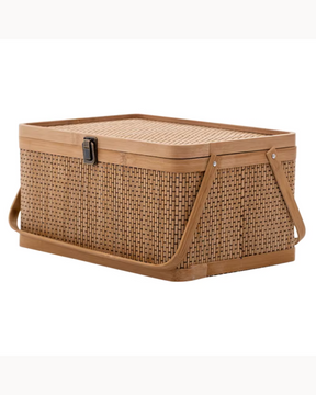 Cesta de Bambu Tecido para Armazenamento Frutas Verduras Ovos e Piqueniques