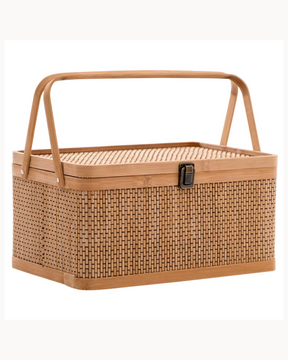 Cesta de Bambu Tecido para Armazenamento Frutas Verduras Ovos e Piqueniques