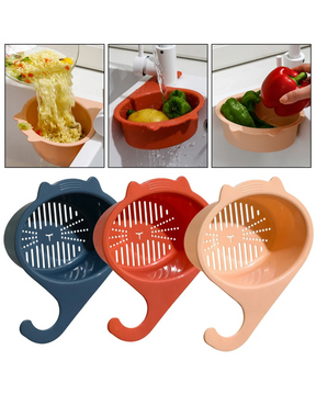 Cesta de Drenagem para Pia em Forma de Gato Organizador Multifuncional para Cozinha