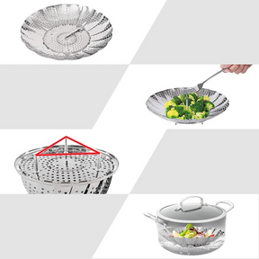 Cesto de Vapor Expansível de Aço Inoxidável