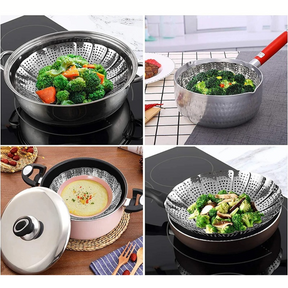 Cesto de Vapor Expansível de Aço Inoxidável