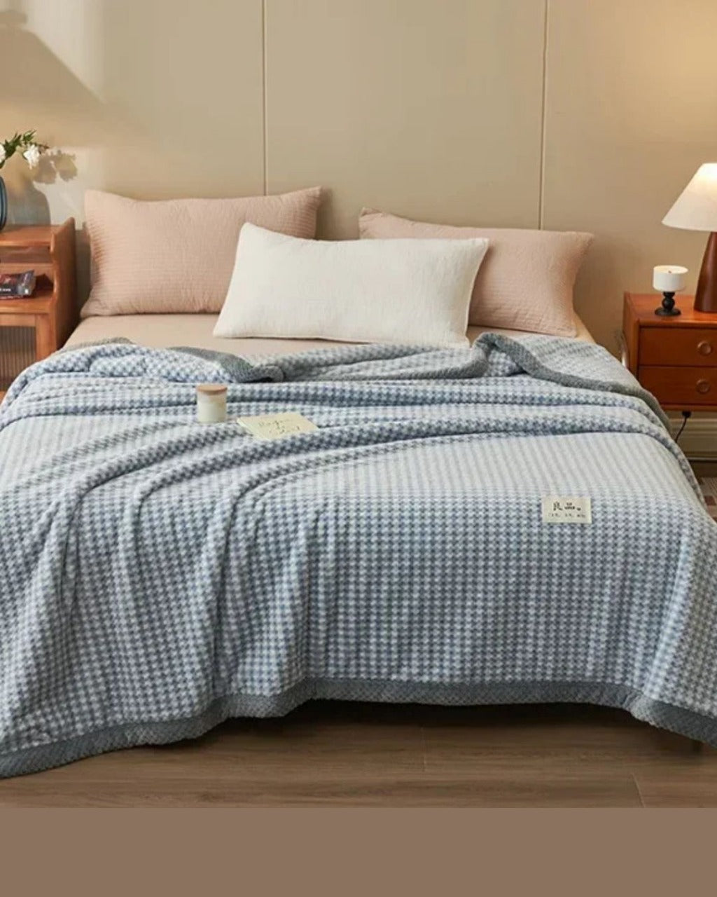 Cobertor de Malha Chenille Crochê Macio e Lavável