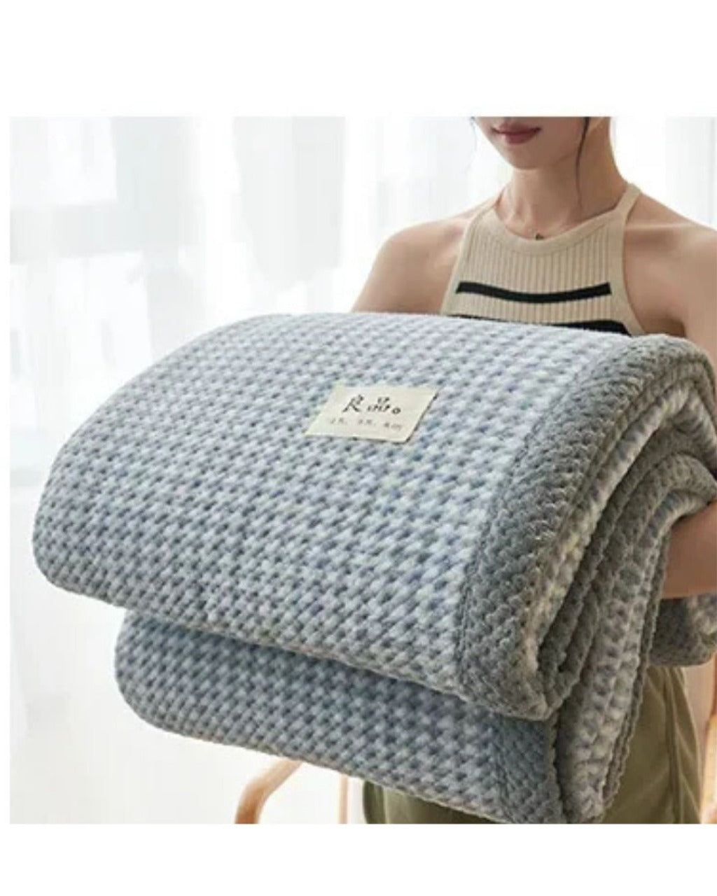 Cobertor de Malha Chenille Crochê Macio e Lavável