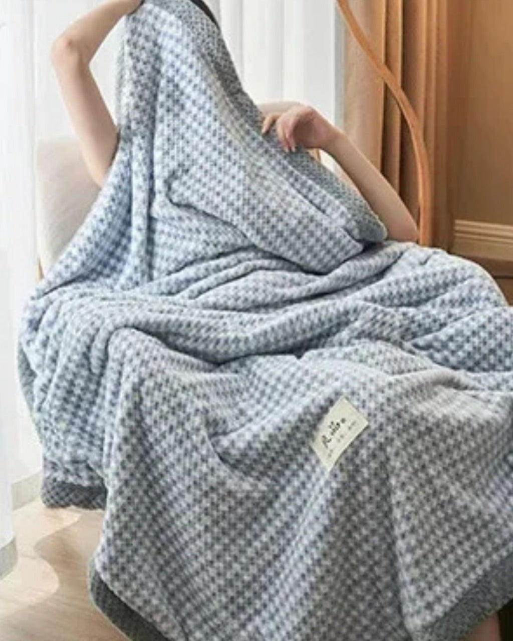 Cobertor de Malha Chenille Crochê Macio e Lavável