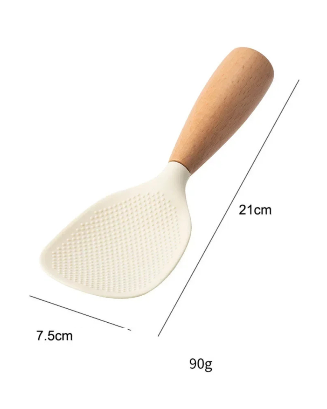 Colher de Arroz de Silicone com Cabo de Madeira Resistente ao Calor