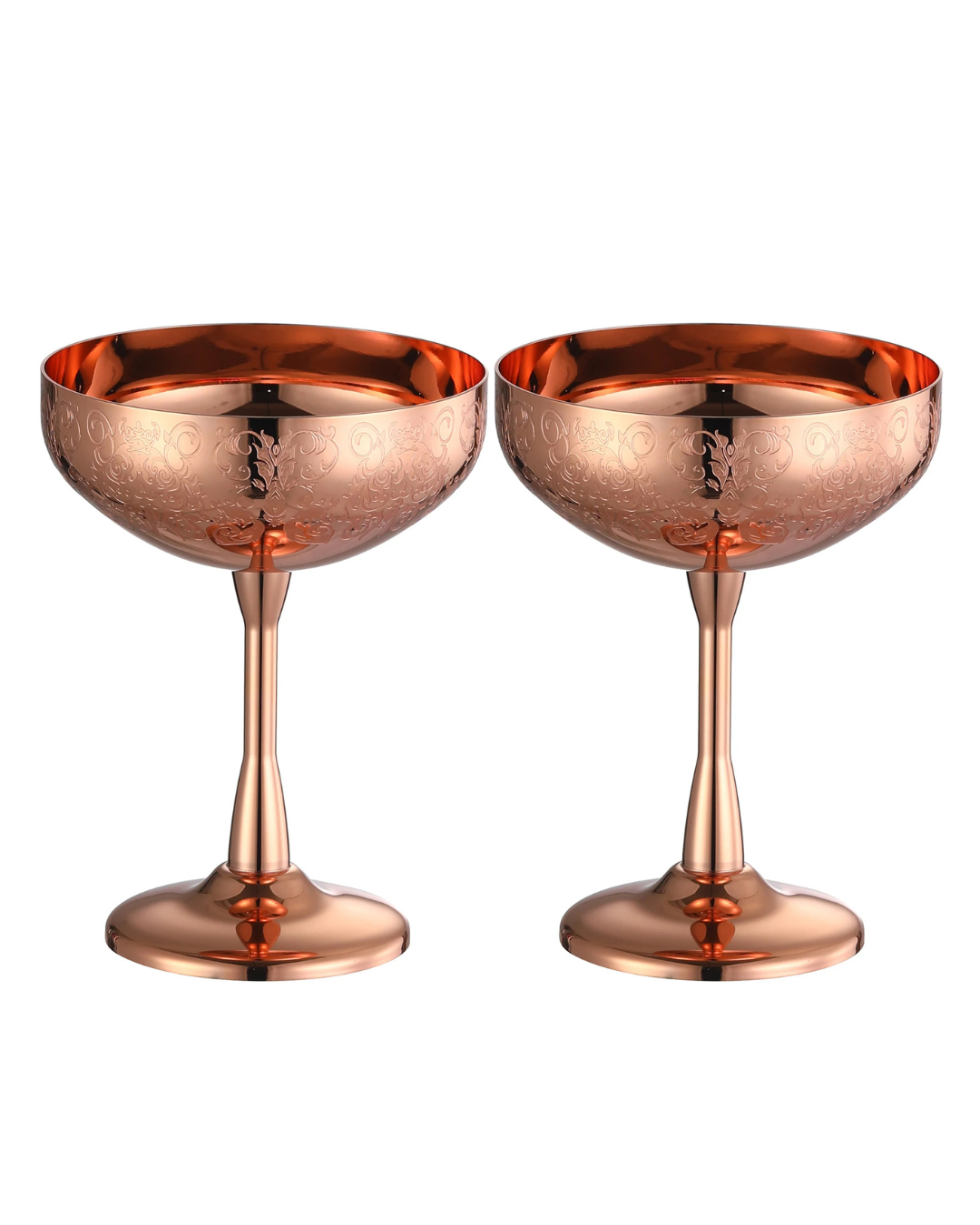 Conjunto 2 Copos Coupe Aço Inox Taças Coquetel Duráveis