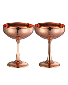 Conjunto 2 Copos Coupe Aço Inox Taças Coquetel Duráveis