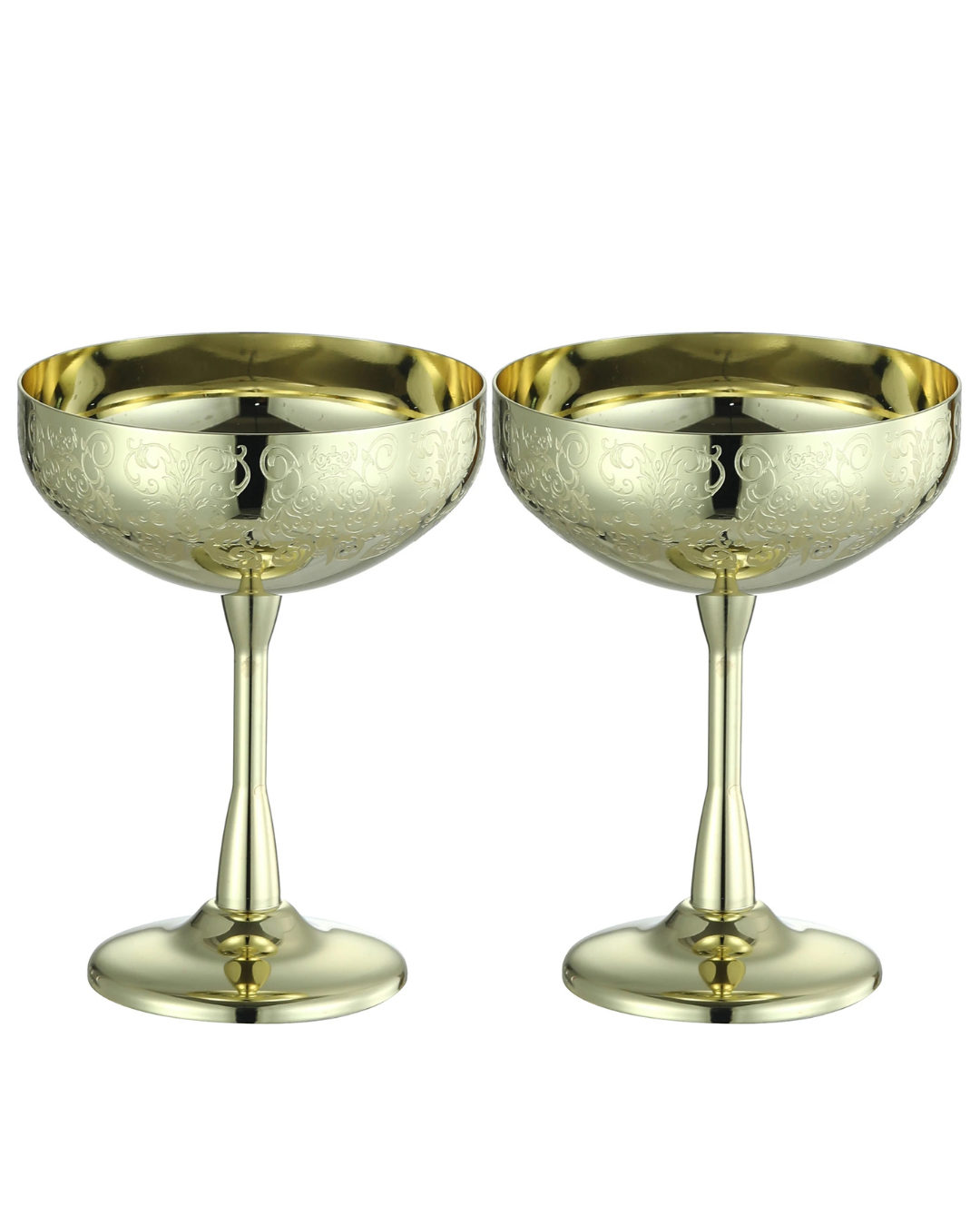 Conjunto 2 Copos Coupe Aço Inox Taças Coquetel Duráveis