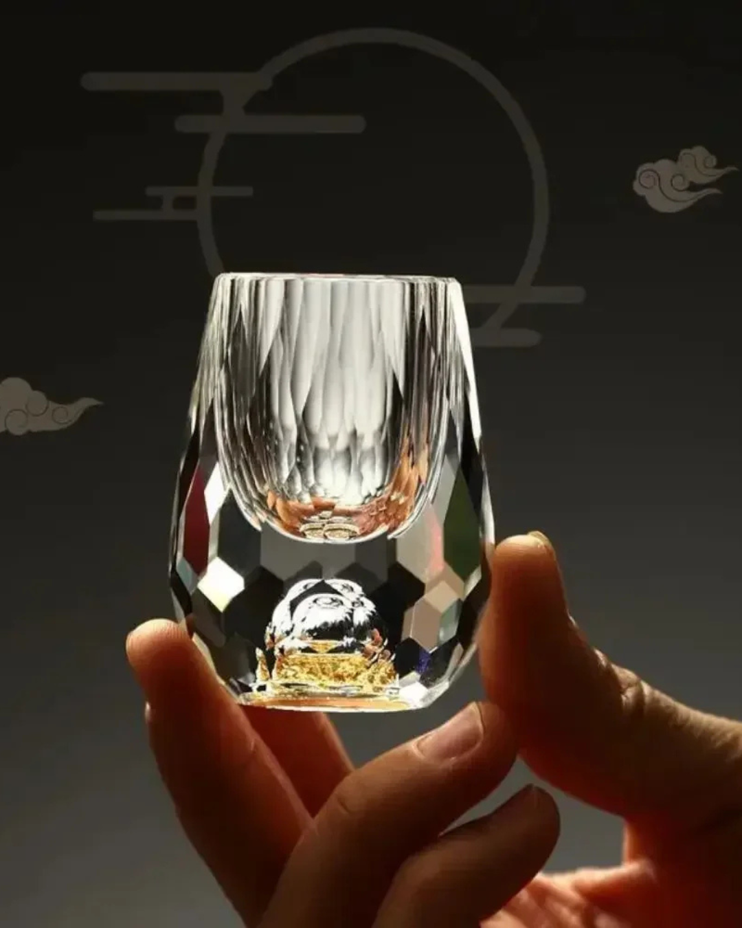 Conjunto 6 Copos Cristal Vidro com Folha de Ouro