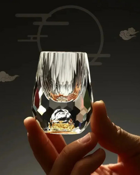 Conjunto 6 Copos Cristal Vidro com Folha de Ouro