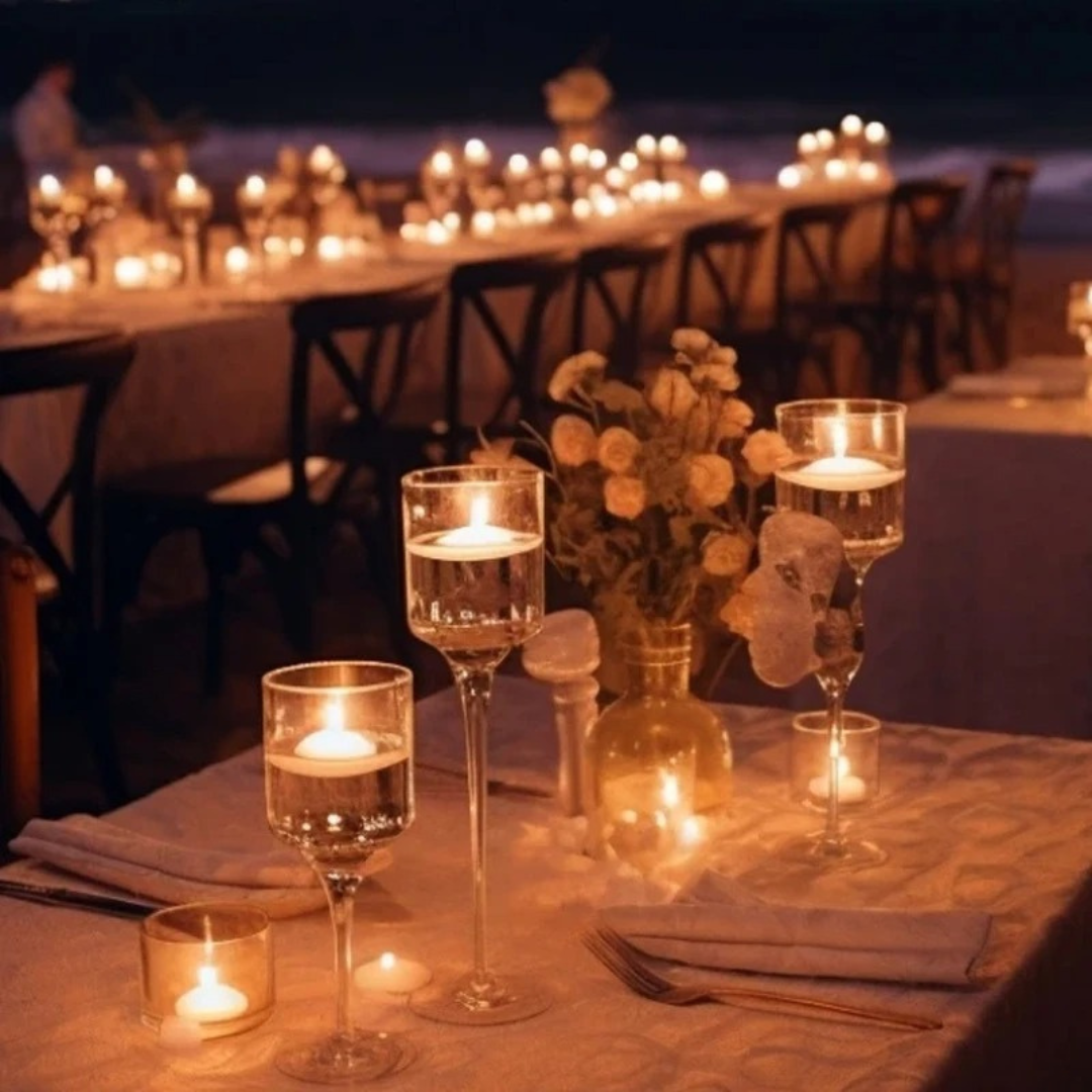 Conjunto 3 Peças Porta-Velas de Vidro Castiçais Elegantes para Decoração