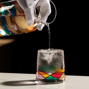 Conjunto de Garrafa e 4 Copos de Vidro Colorful