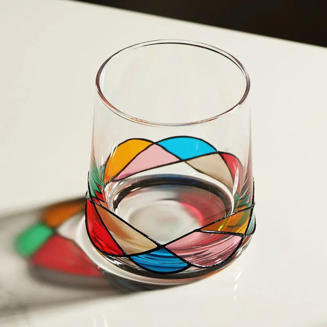 Conjunto de Garrafa e 4 Copos de Vidro Colorful