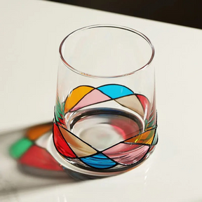 Conjunto de Garrafa e 4 Copos de Vidro Colorful