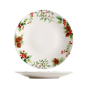 Conjunto de Louça Cerâmica Natalina com Pratos, Bowl e Xícaras